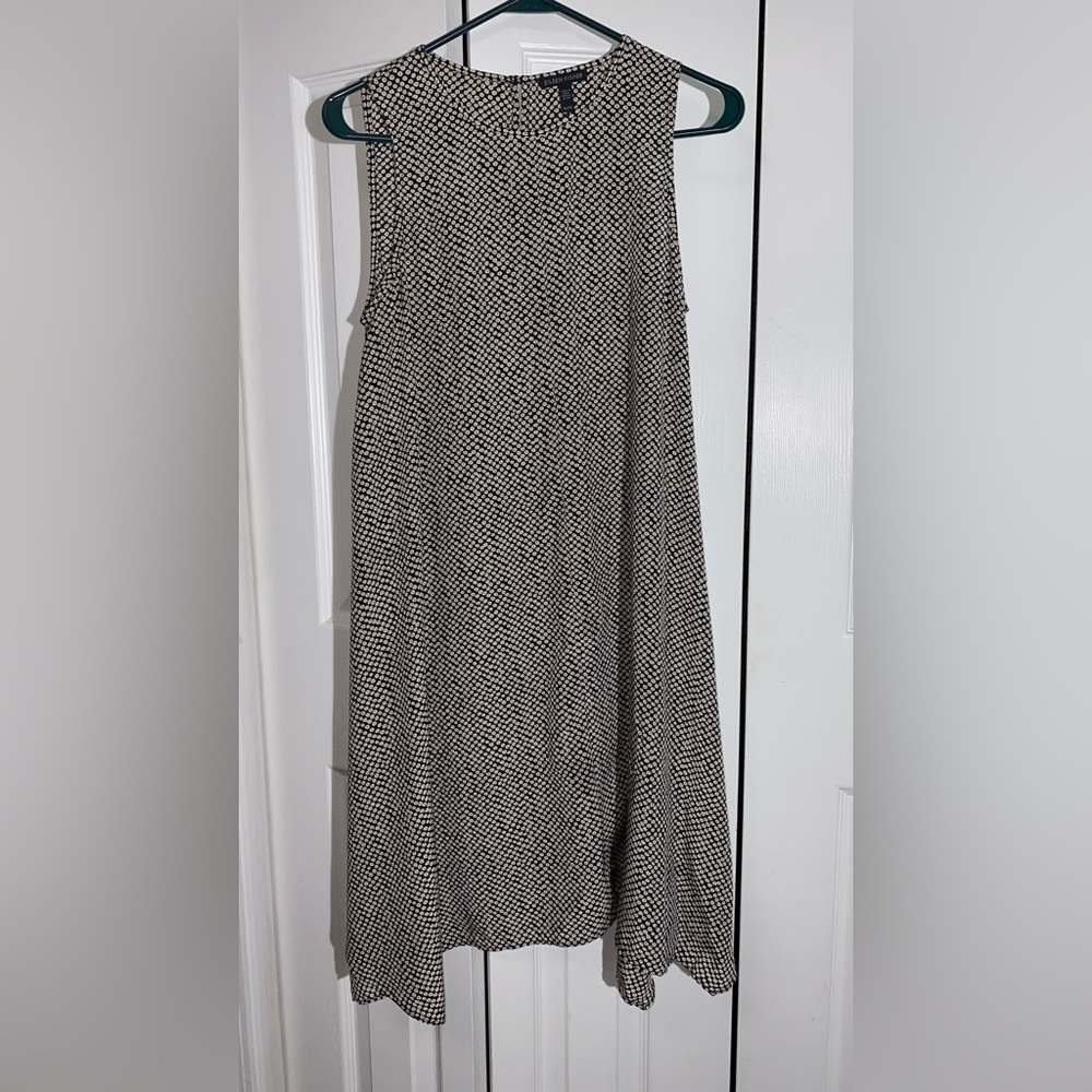 GUC Eileen Fisher Round Neck Bandhini Silk Crepe de Chine Shift Dress XS   AA08